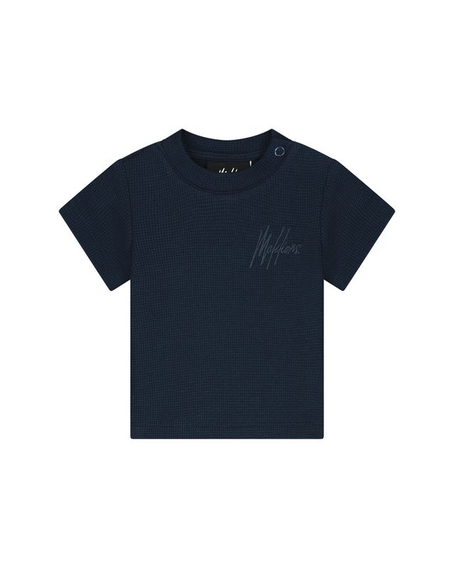 Malelions Baby Waffle Signature T-Shirt navy