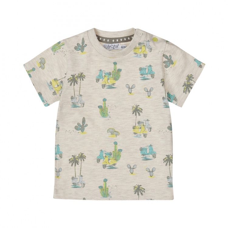 Dirkje jongens T-shirt off white gemêleerd scooter