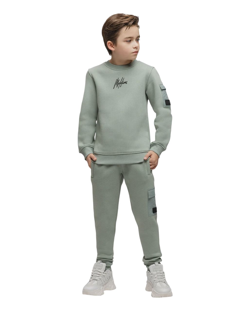 Malelions Junior Nylon Pocket Sweater Agave Green