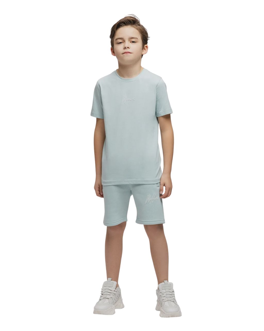 Malelions Junior Striped Signature T-Shirt Sky Blue