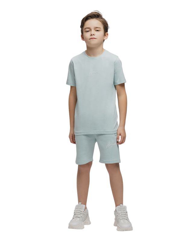 Malelions Junior Striped Signature T-Shirt Sky Blue
