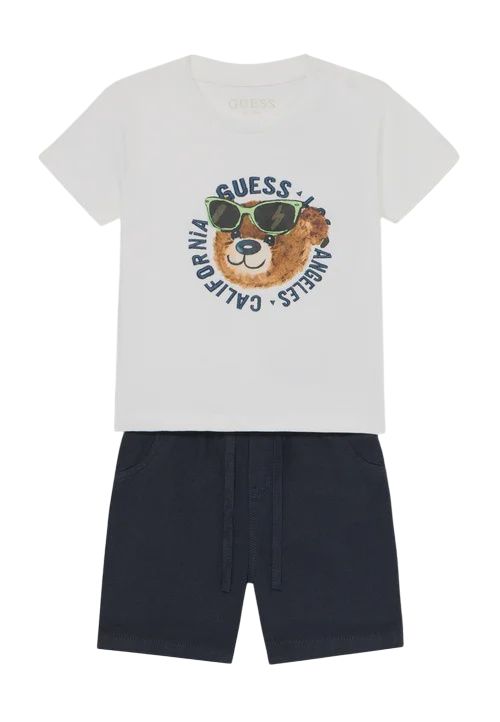 guess SET SS T-SHIRT + LINEN SHORTS