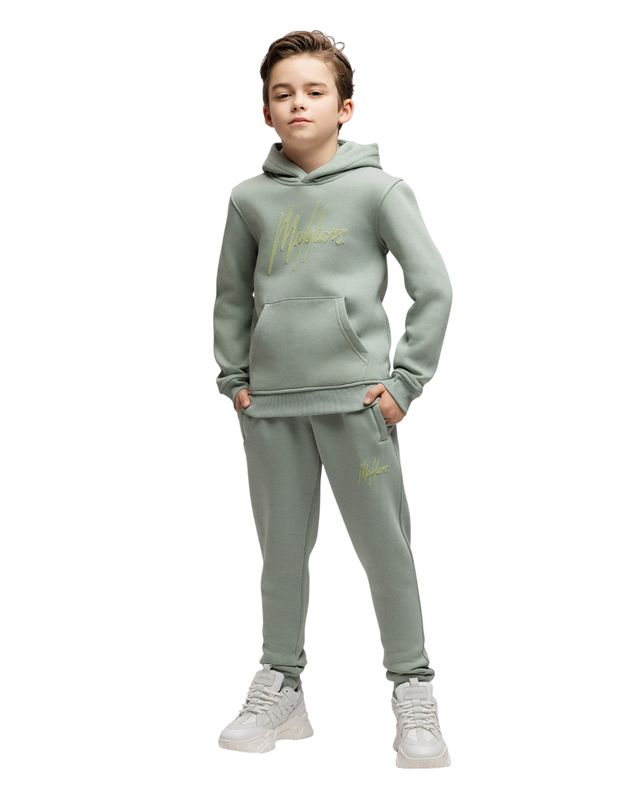 Malelions Junior Gestreepte Signature Joggingbroek | Agave Groen