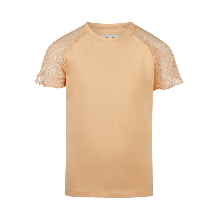 No Way Monday meisjes T-shirt zacht oranje kanten mouw