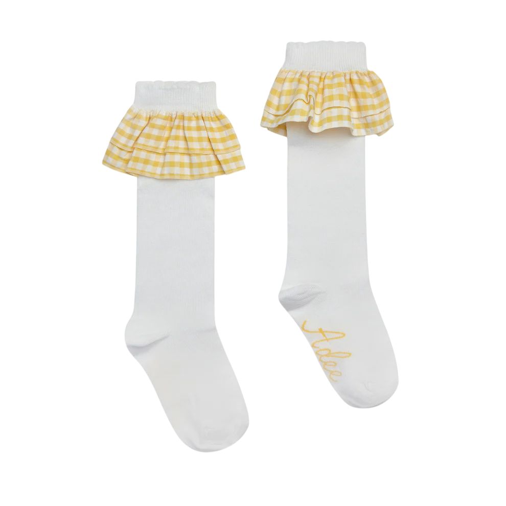 A-dee White Daria Knee High Socks