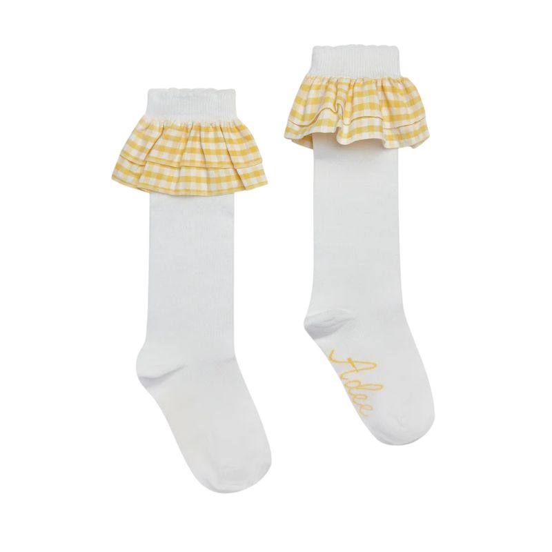A-dee White Daria Knee High Socks