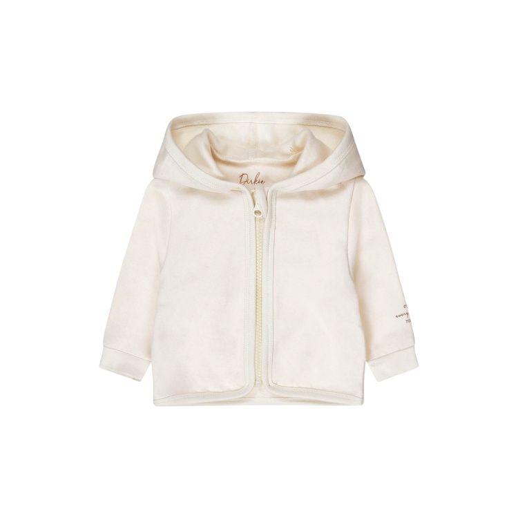 Dirkje unisex baby bio vest off white met capuchon en rits