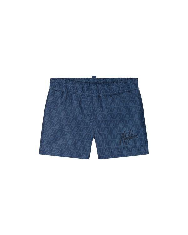 Malelions Baby Monogram Swim Shorts navy