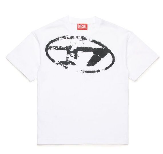 Diesel  t-shirt with distressed Oval D logo black withe