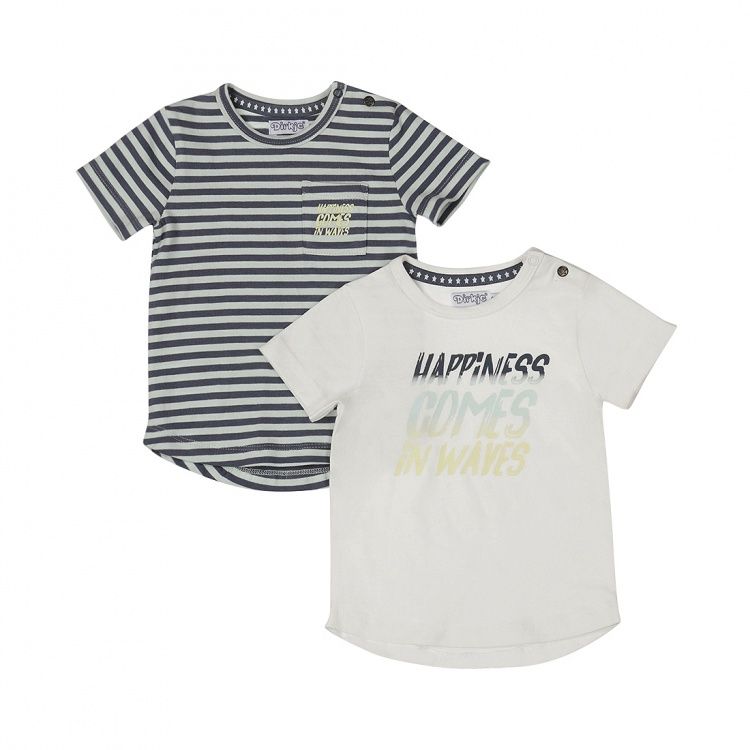 Dirkje jongens set T-shirts wit donkerblauw gestreept