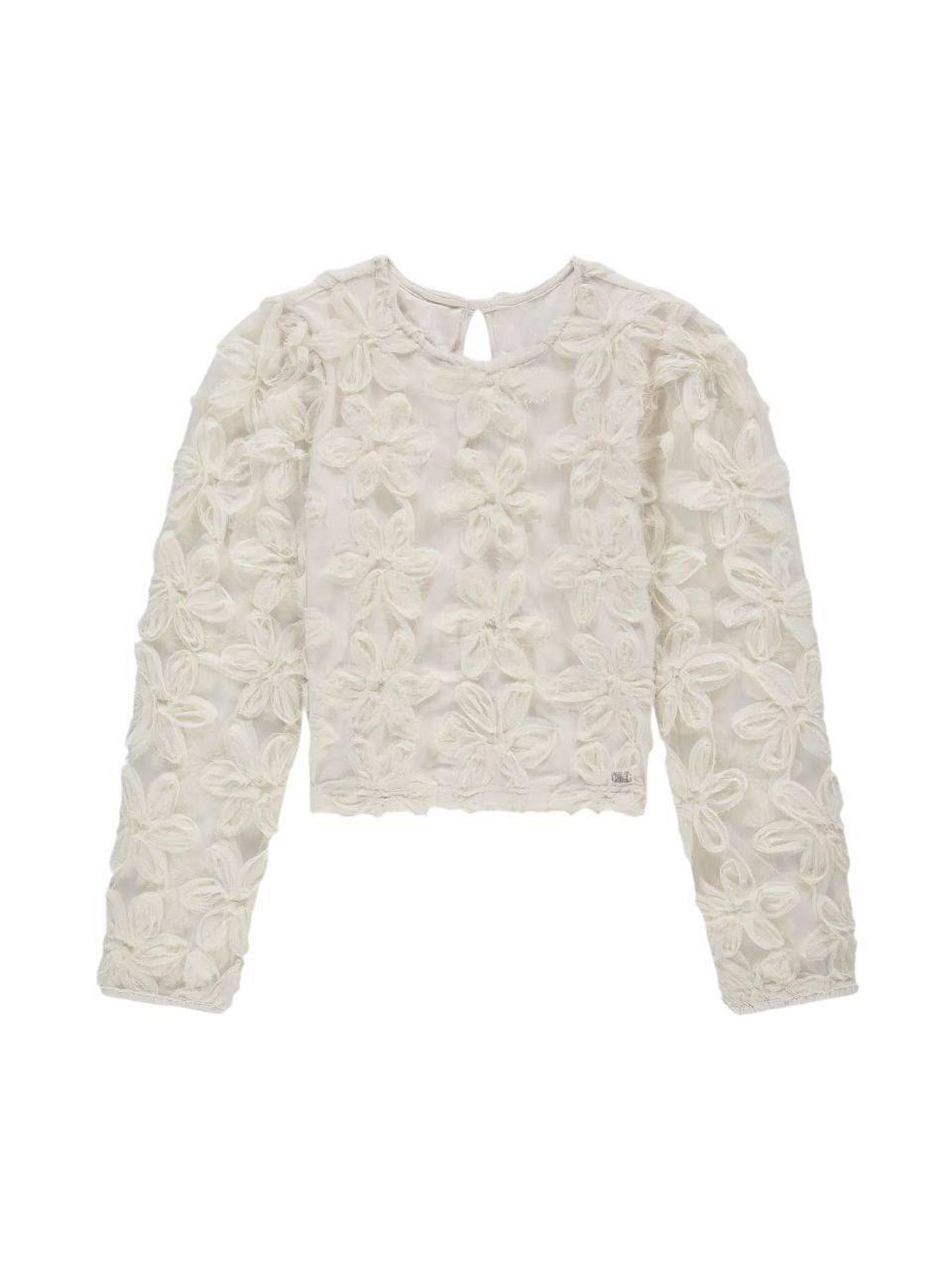 NIK&amp;NIK Top with embroidered flowers and mesh balloon sleeves
