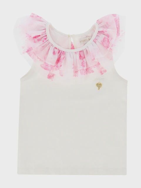 Angels Face Marlene Roses White Ruffle Top