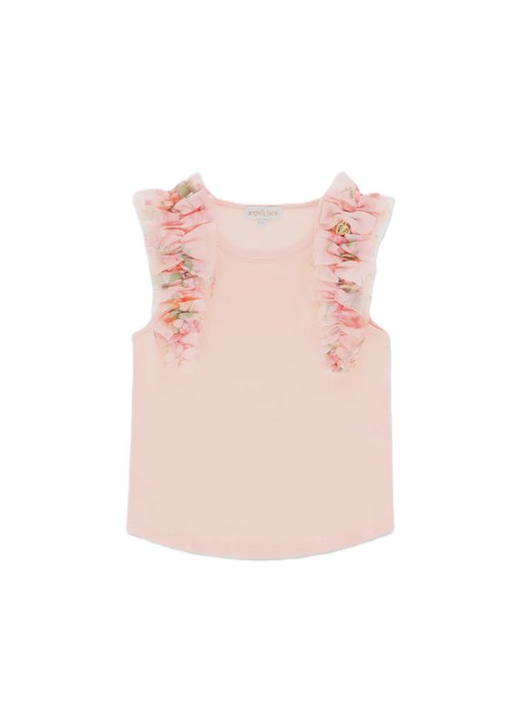 Angel’s Face Toni Ruffle Trim Top Peach Primrose