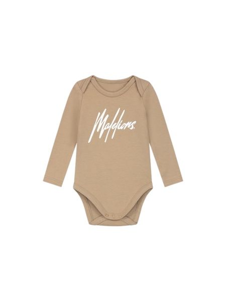 Malelions Baby Longsleeve Bodysuit - Taupe