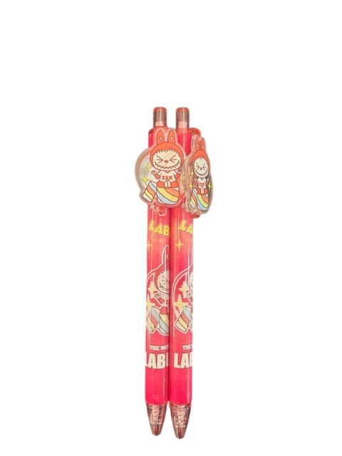 Labubu pen rood regenboog poppetje