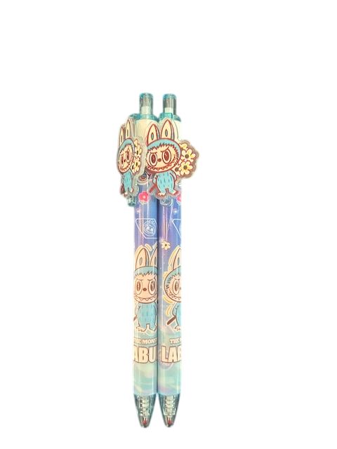 Labubu pen blauw bloemetjee poppetje