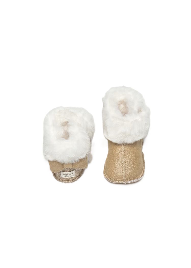 Mayoral Newborn girl fur boots Almond