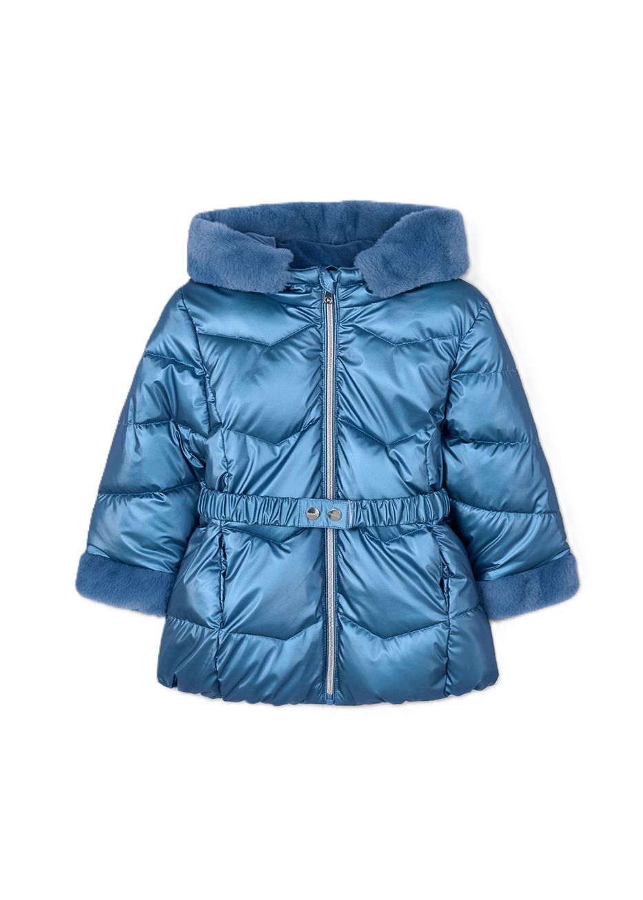Mayoral Girls belted metallic coat
