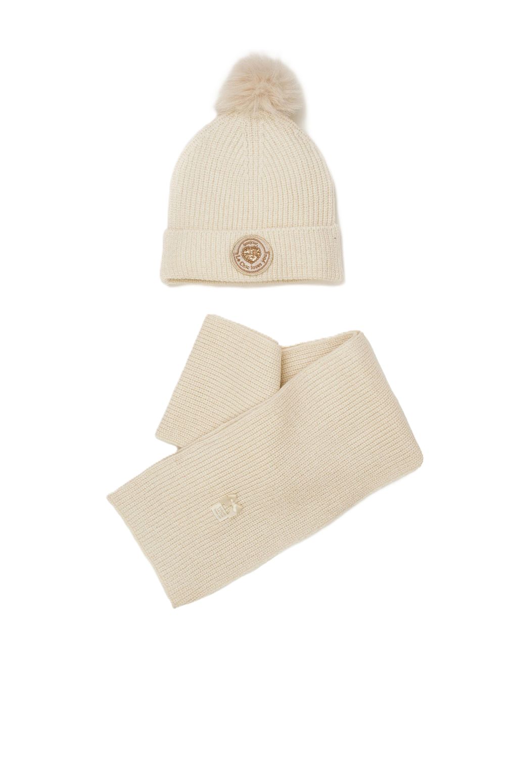 Le Chic muts + sjaal warm offwhite