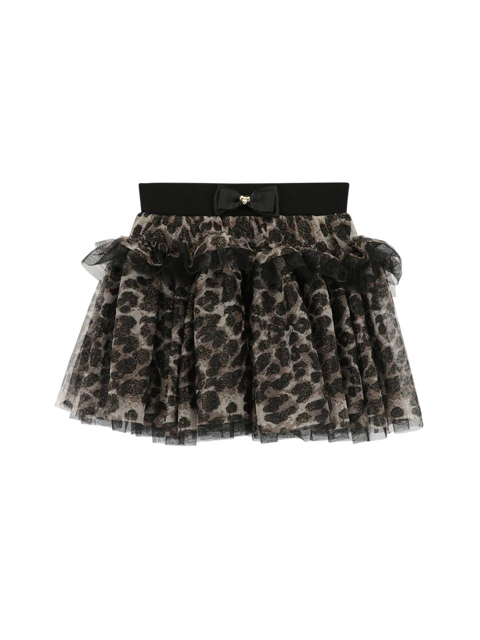 Angels Face Meisjes Rok Georgian Tulle Leopard Zwart