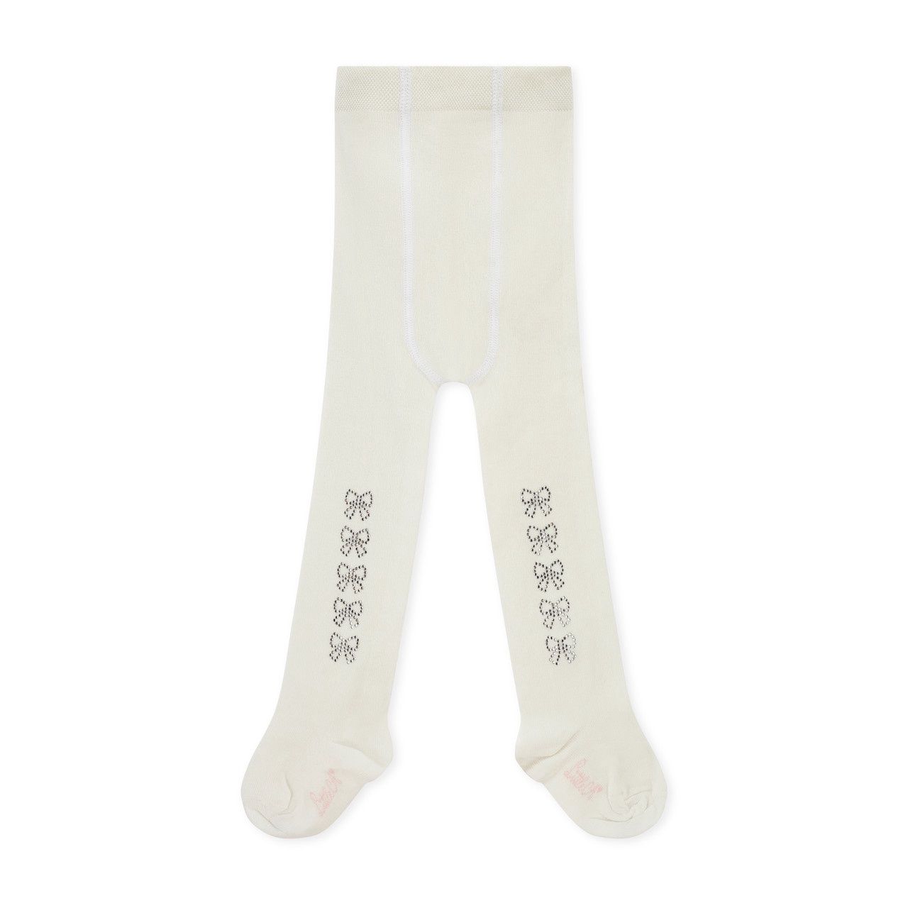 Little A Girls White Diamante Bow Tights - KAMILA
