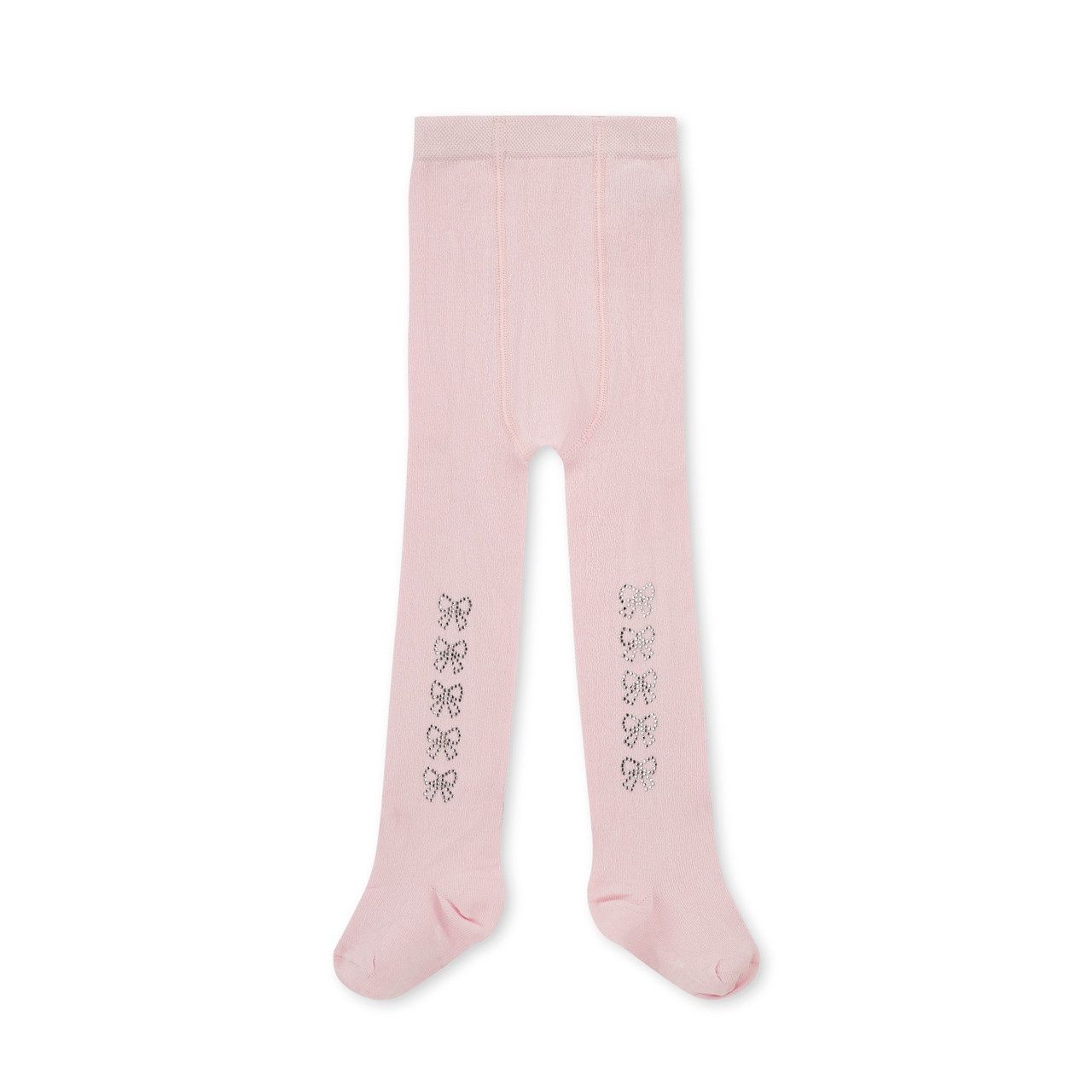 Little A Girls Pink Diamante Bow Tights - KAMILA