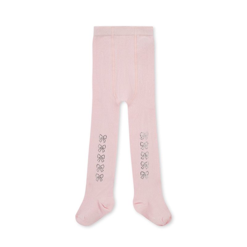 Little A Girls Pink Diamante Bow Tights - KAMILA