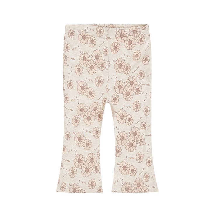Dirkje meisjes flared broek off white bloemetjes