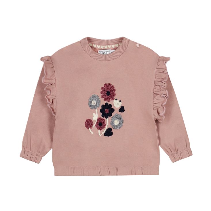 Dirkje meisjes sweater loose fit zachtroze teddy bloemen