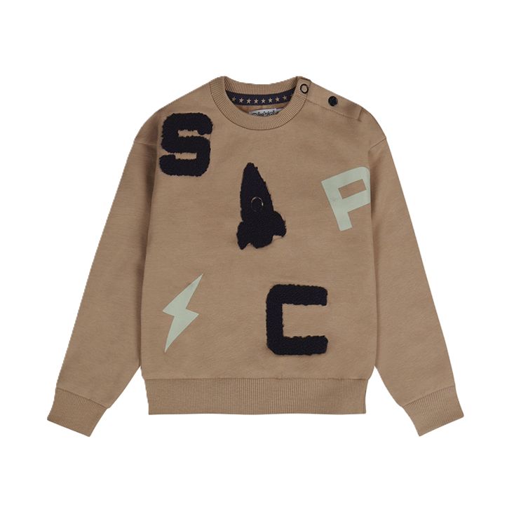 Dirkje jongens sweater dropped shoulder taupe space