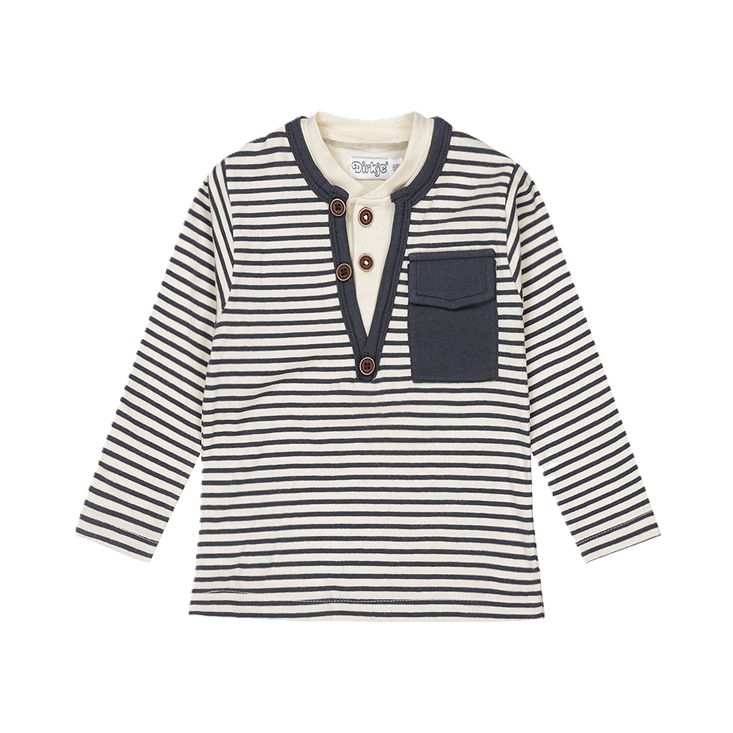 Dirkje jongens longsleeve navy off white gestreept