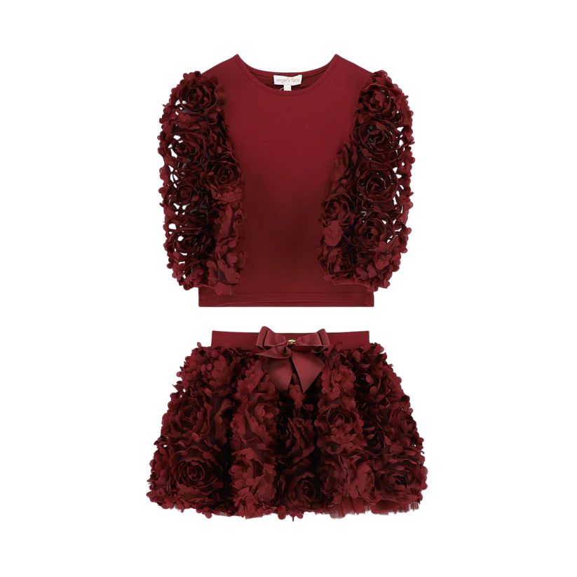 Angel&#39;s Face Khaila 3D Tulle Top and Skirt Set Burgundy