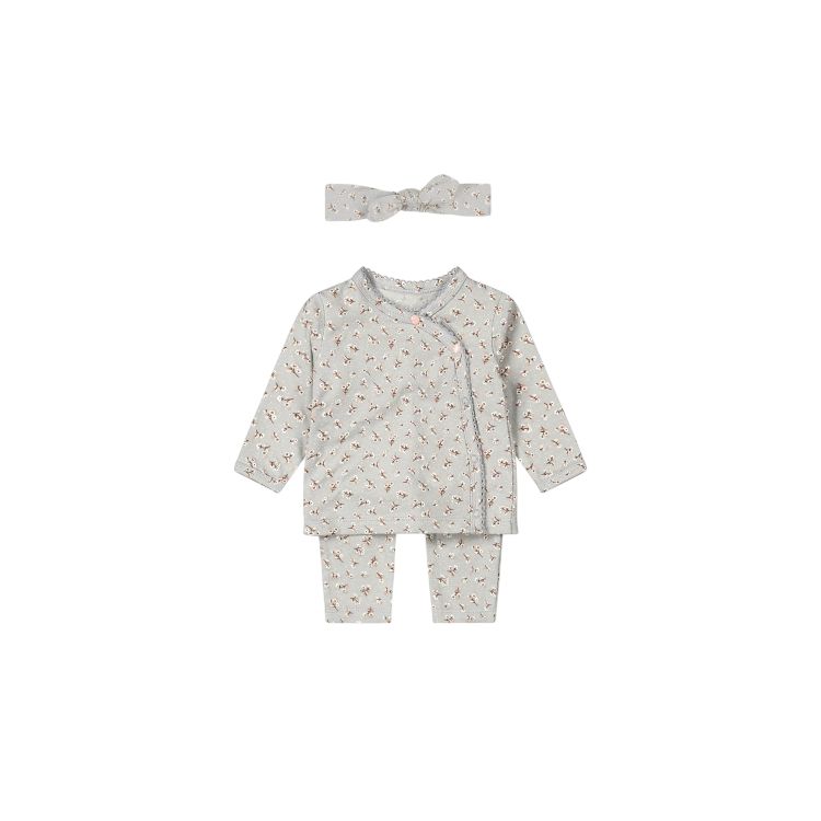 Dirkje 2 pce babysuit + headband organic cotton Faded Blue