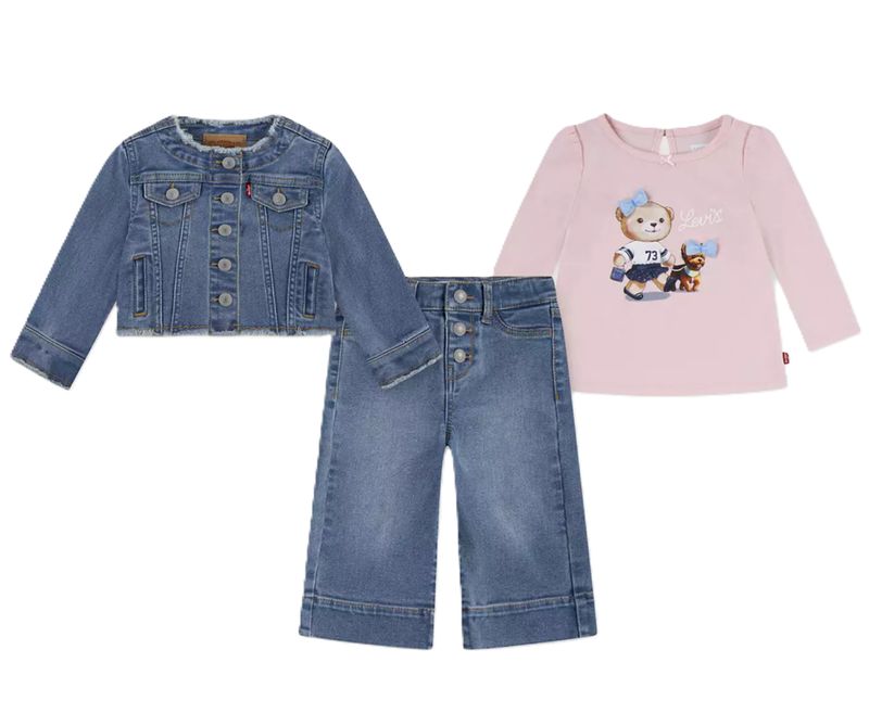 Levi&#39;s T-shirtjas &amp; Wide Jeans Set Voor Baby’s