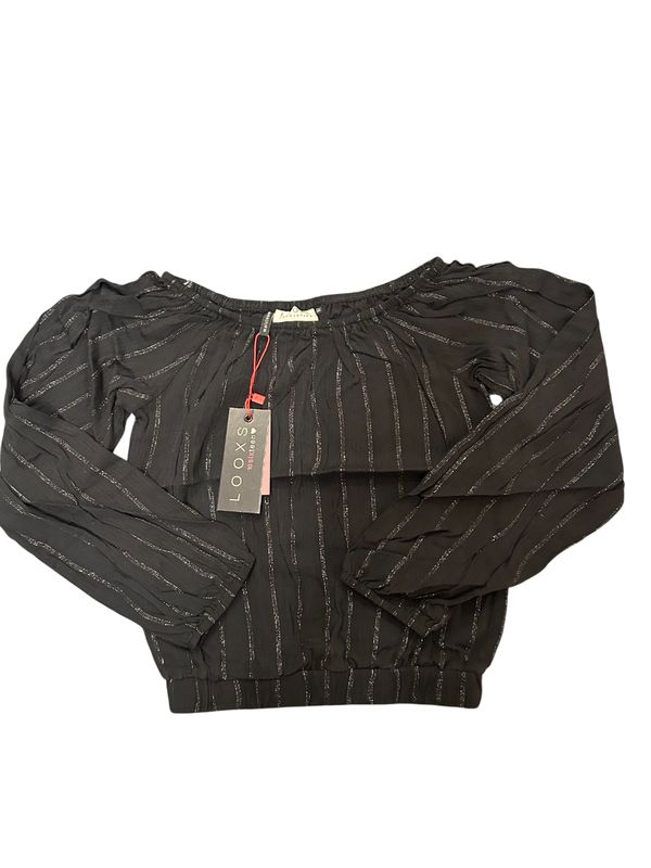 Looxs Glitter top zwart zilver