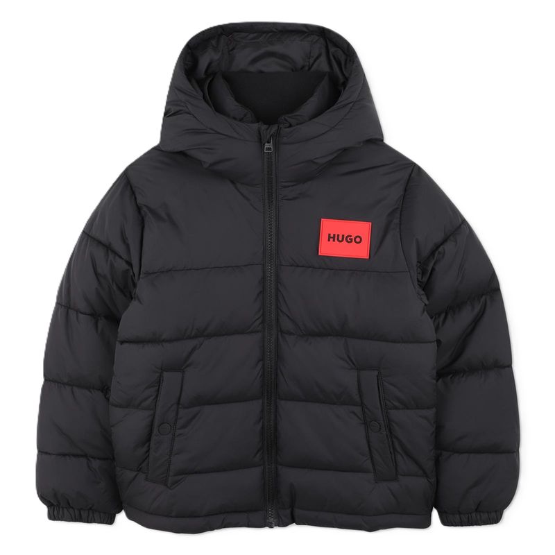 Hugo waterafstotende jas met capuchon en logopatch
