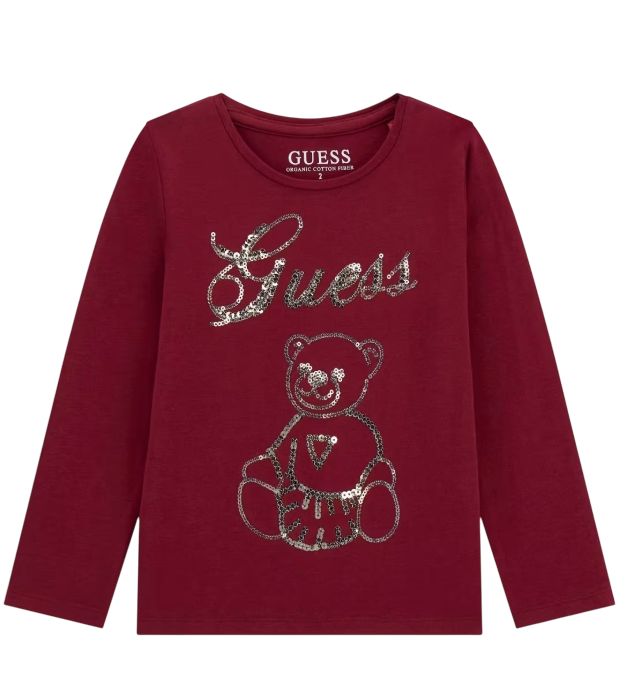 Guess meisjes tshirt rood met glitter