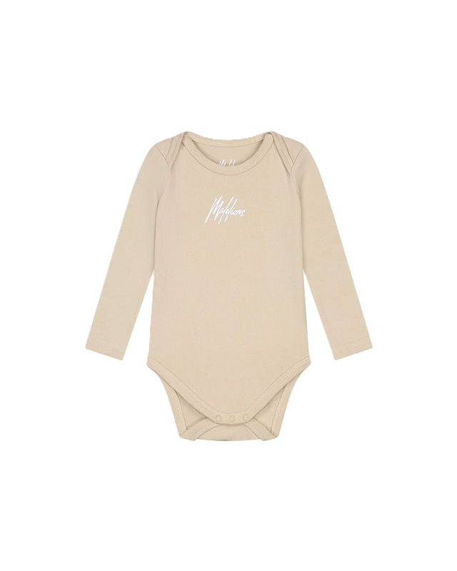Malelions Baby Long Sleeve Bodysuit | Beige