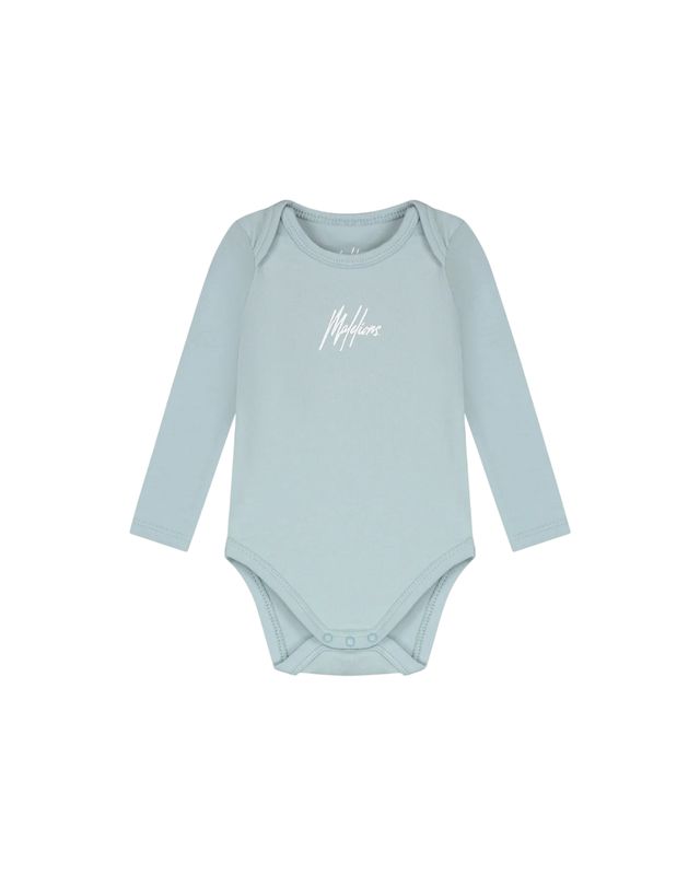 Malelions Baby Long Sleeve Bodysuit Light Blue