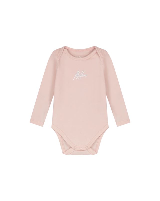 Malelions Baby Long Sleeve Bodysuit  Light Pink