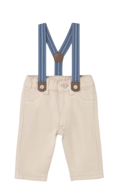 Mayoral Long trousers with suspenders beige