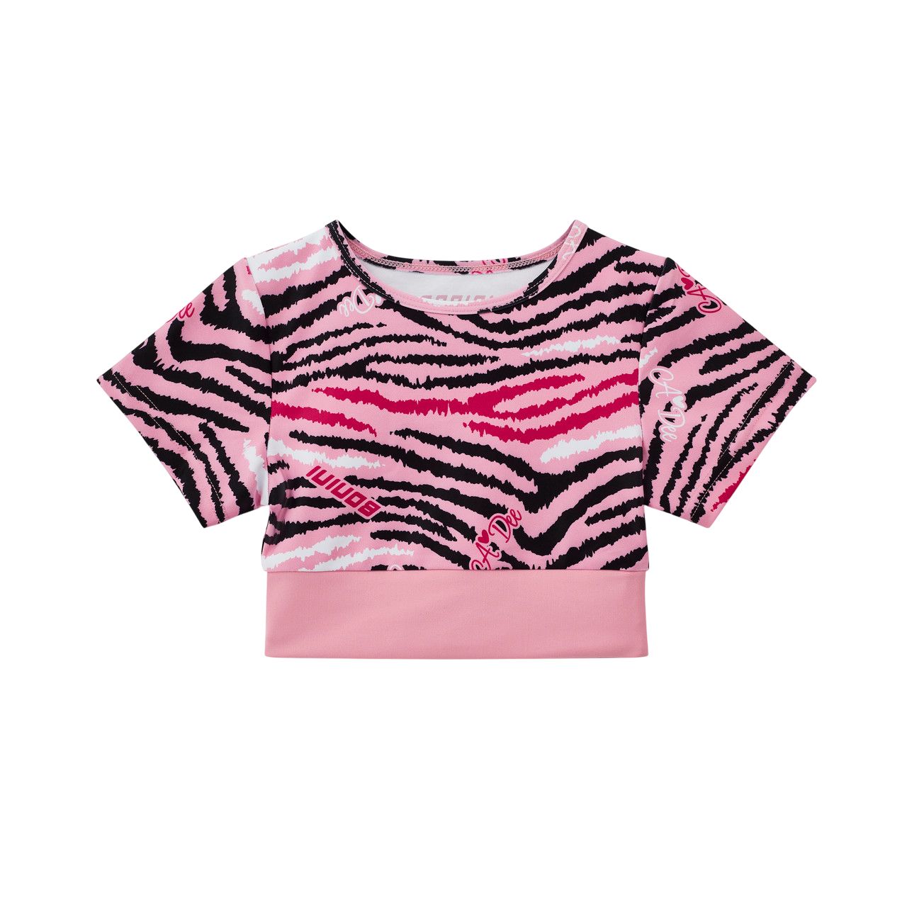 Bonini by a-dee Girls Pink Printed Short Sleeved Sports Top