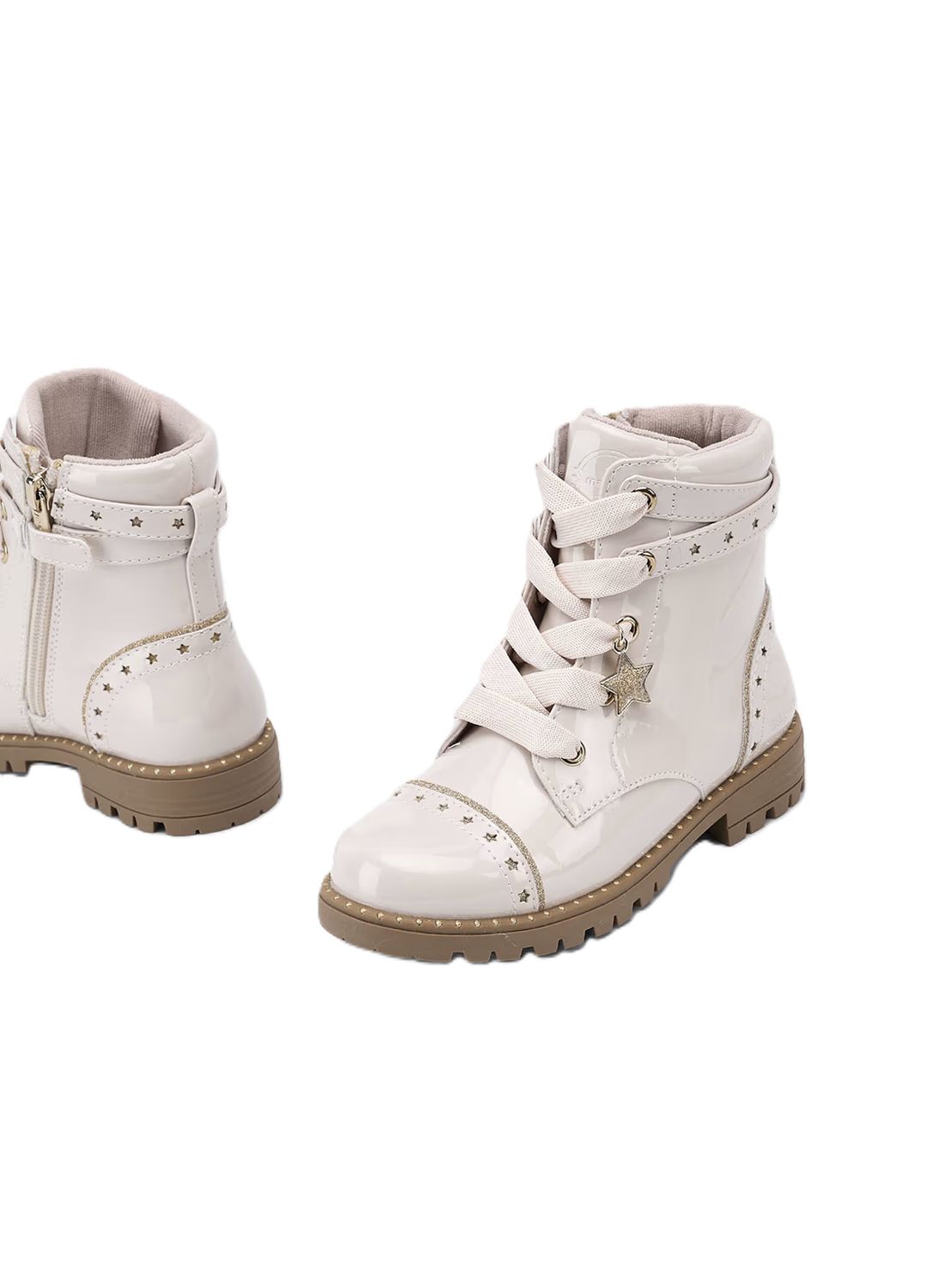 Mayoral Girls Biker Boots Ecru