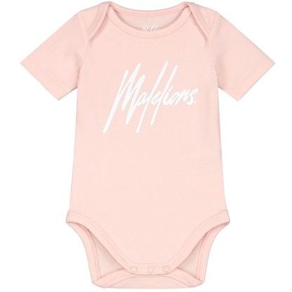 Malelions Baby Signature Short Sleeve Bodysuit Roze