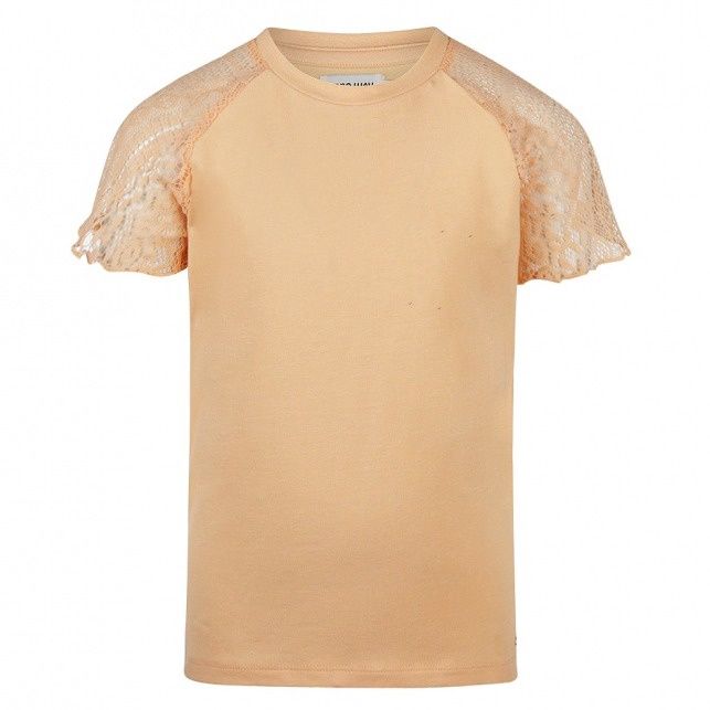 No Way Monday meisjes T-shirt zacht oranje kanten mouw