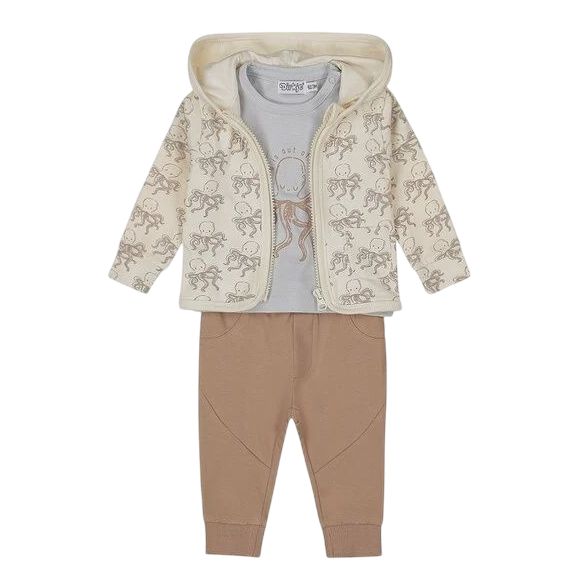 Dirkje jongens baby set T-shirt vest broek lichtblauw bruin Dirkje jongens baby set T-shirt vest broek lichtblauw bruin