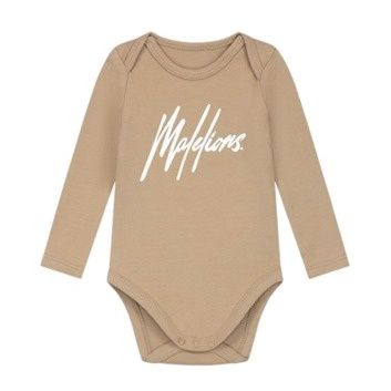Malelions Baby Longsleeve Bodysuit - Taupe