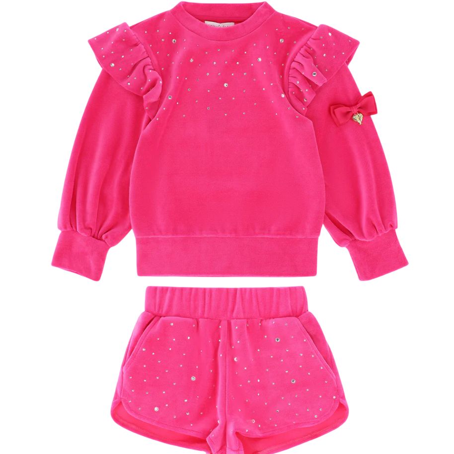 Angel’s Face Bijou Crystal Velour Short Set Hot Pink