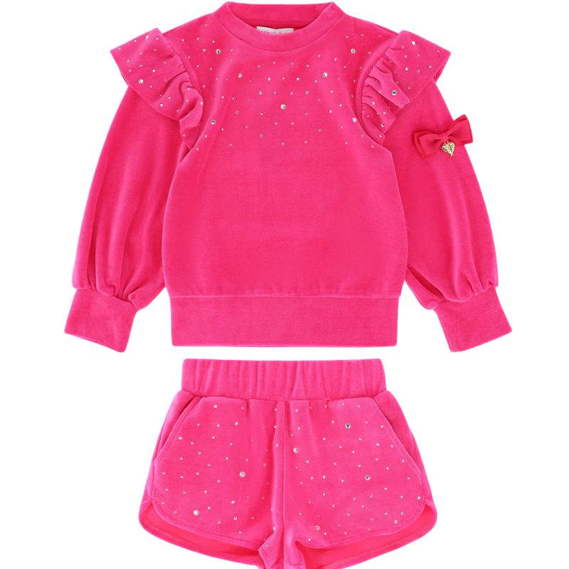Angel’s Face Bijou Crystal Velour Short Set Hot Pink