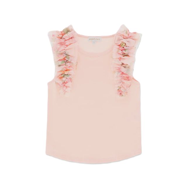 Angel’s Face Toni Ruffle Trim Top Peach Primrose